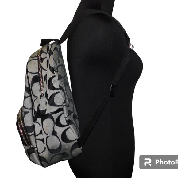 Coach Daisy Outline Signature Metallic Backpack - Picture 6 of 15